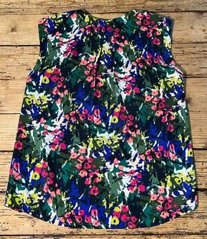 J.Crew Women’s Size 2P Multicolored Abstract Floral Sleeveless Blouse